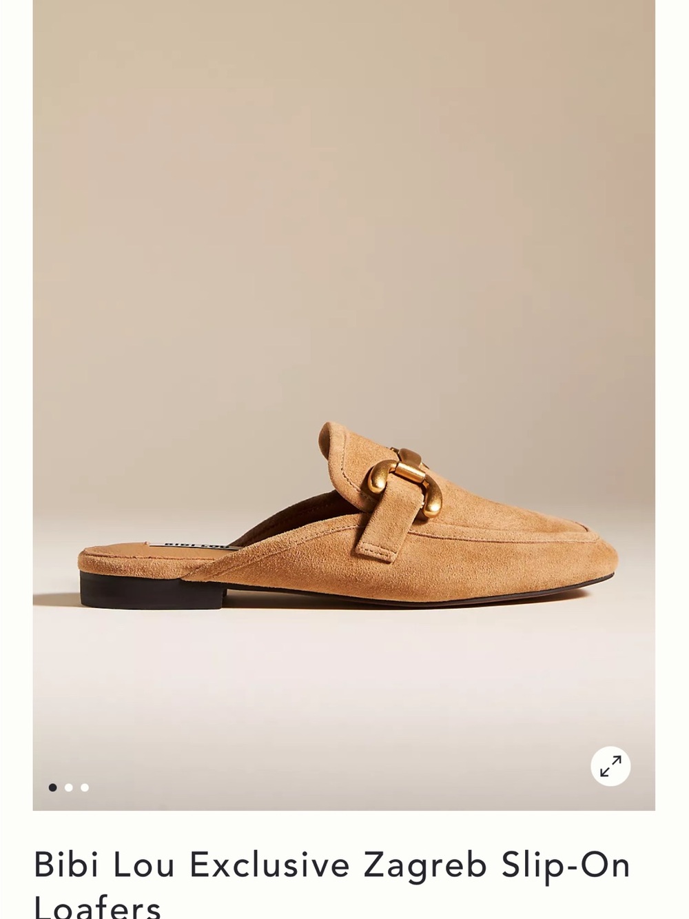 BiBi Suede Slip-On Loafers in Tan with Gold Hardware